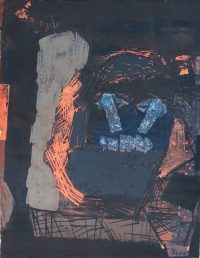 Aggressiver Kopf, Acryl-Papier, 65x50 cm, 2020