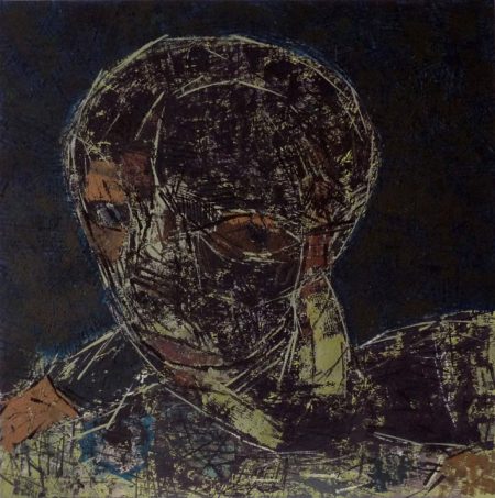 Autistischer Kopf, Emulsionsfarbe auf Leinwand, 90x90 cm, 2018