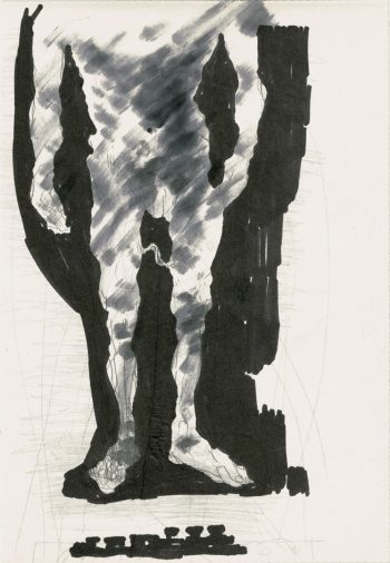 Blatt 3 Tusche-Papier, 31x21 cm