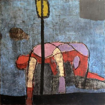Brückenbauer, 2017, 120x120 cm, Emulsionsfarbe auf Leinwand