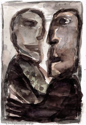 Seltenes Paar, Aquarell 1983 21x15 cm