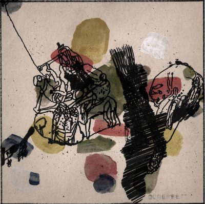 Reiterfest, Faser, Tusche-Papier, 19x19 cm, 2003