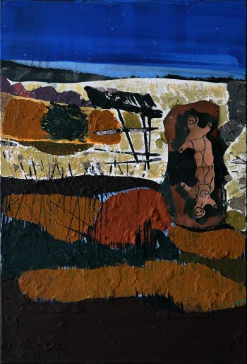 Das Sonnenbad der Außerirdischen, 60x40 cm, 2022, Emulsionsfarbe auf Leinwand