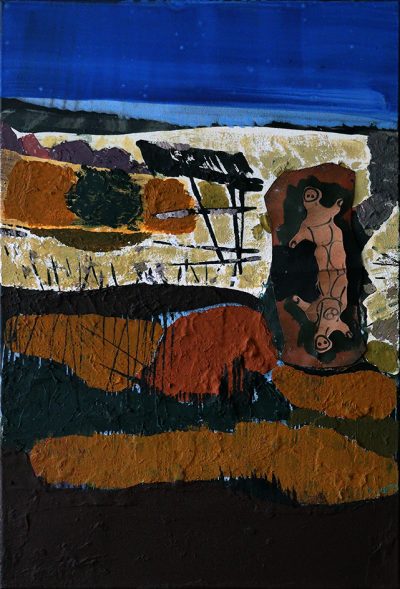 Das Sonnenbad der Außerirdischen, 60x40 cm, 2022, Emulsionsfarbe auf Leinwand