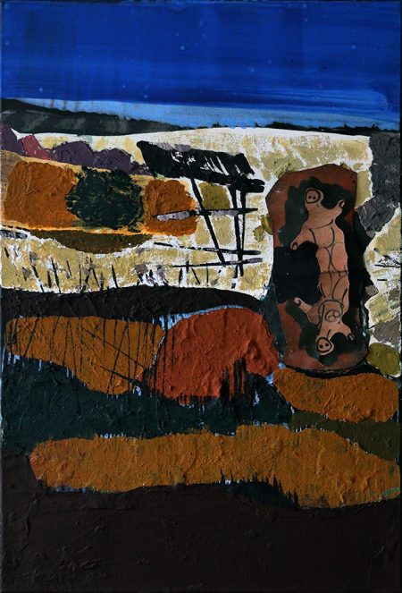 Das Sonnenbad der Außerirdischen, 60x40 cm, 2022, Emulsionsfarbe auf Leinwand