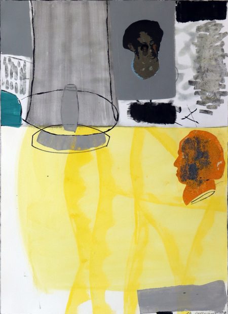 Der Heiler Bruno Gröning, 2019, 107x78 cm, Collage-Emulsionsfarbe auf Papier