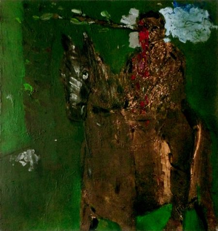 Der Reitunfall, 100 x 90 cm, 2018, Leinwand