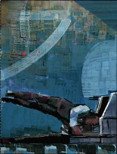 Der neue Arbeitsplatz, Acryl-Papier, 34,5x23 cm, 2013