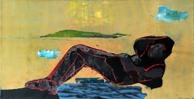 Die Brücke, 80x155 cm, Emulsionsfarbe auf Leinwand, 2018