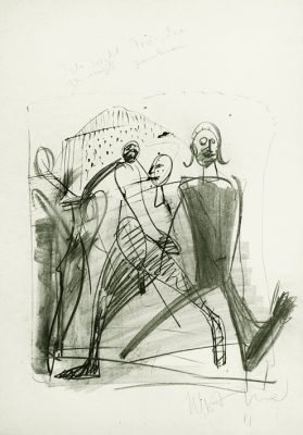Drei Gleichen Wanderung, Kohlezeichnung, 1985, 59x45 cm