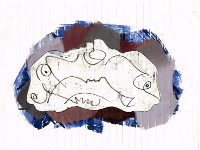 Dubistschuld, 29x38 cm,Acryl, Collage-Papier