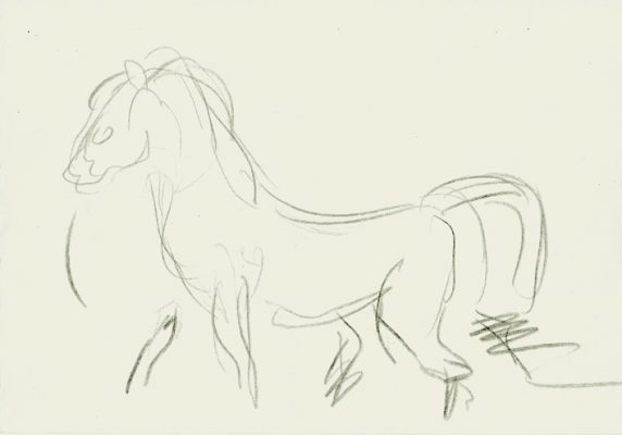 Fohlen, Zeichnung-Kreide, 15 x21 cm 1983