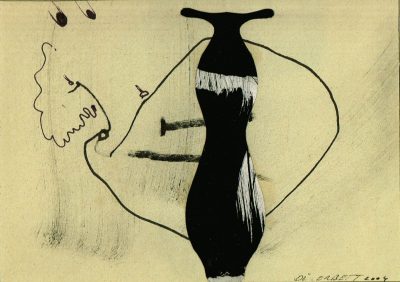 Hinetrgrundrauschen, Faser, Tusche, Collage-Papier, 12,4x17 cm, 2004