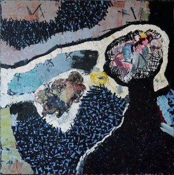 Kickboxing, Formen der Zärtlichkeit, 100x100 cm, Emulsionsfarbe auf LW