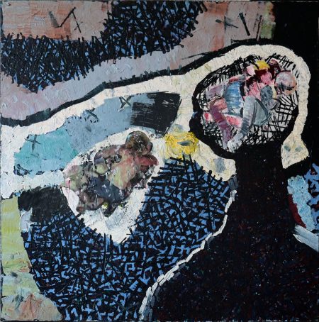 Kickboxing, Formen der Zärtlichkeit, 100x100 cm, Emulsionsfarbe auf LW