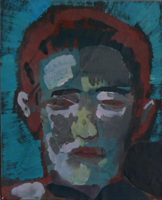 Kopf mit rotem Haar, Acryl auf Leinwand, 19,6 x 16 cm, 2013