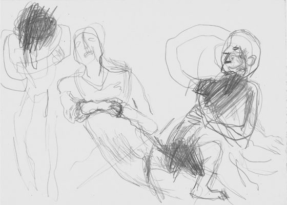 Künstler und Weltschmerz ,1983,Bleistift 21x29,5 cm