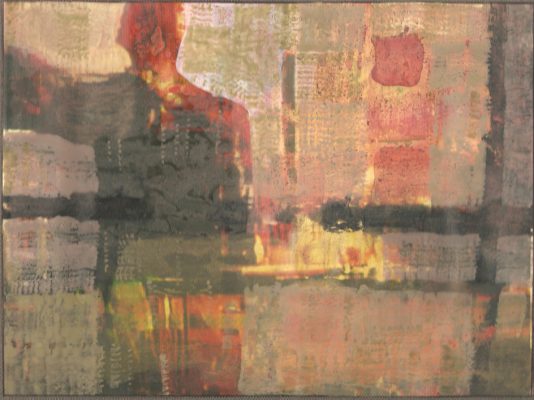 Mann hinter dem Vorhang, Acryl auf Papier, 30x22 cm, 2010