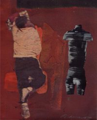 Studie zu Nur im Schlaf, Collage auf Sandpapier, 25,5x25 cm, 2017