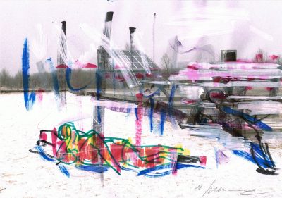 Studie zu Nur im Schlaf, Tusche, Faser über Digitaldruck-Papier, 20,5x29,5 cm, 2018