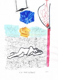 Schlafende am Cospudener See, Tusche, Faser-Papier, 29,5x21 cm, 2018