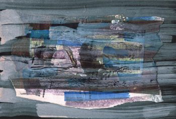 Studie zu Nur im Schlaf, Acryl über Collage-Papier, 20,5x29,5 cm, 2018