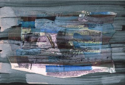 Studie zu Nur im Schlaf, Acryl über Collage-Papier, 20,5x29,5 cm, 2018