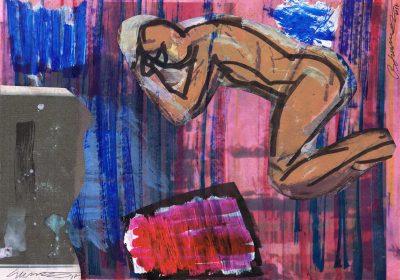Studie zu Nur im Schlaf, Faser, Tusche, Acryl- Papier, 20,5x29,5 cm, 2017