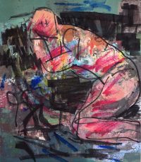 Studie zu Nur im Schlaf, Acryl, Tusche, Faser-Papier, 32x28 cm, 2018