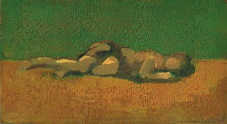 Nur im Schlaf, Emulsionsfarbe auf Pappe, 24,5x13,6 cm, 2017