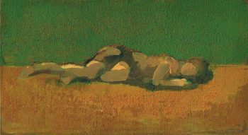 Nur im Schlaf, Malerei auf Pappe, 24,5x13,6 cm, 2017