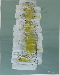 Puppenfigur, Acryl, Faser, Tusche-Papier, 65x50 cm, 2020