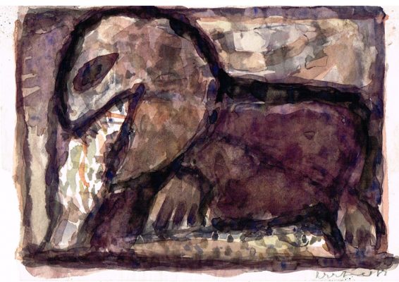 Schlingendes Tier, 1982 Aquarell 15x21 cm