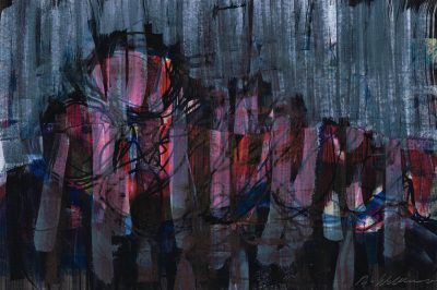 Studie zu Nur im Schlaf, Acryl, Faser, Tusche-Papier, 19,5x29 cm, 2017