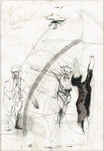 Studie-Nudelkreuz, Tusche, Faser-Papier, 30,5x21 cm, 2001
