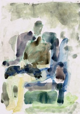 Sven mit Katze 1983 Aquarell 21x29,5 cm
