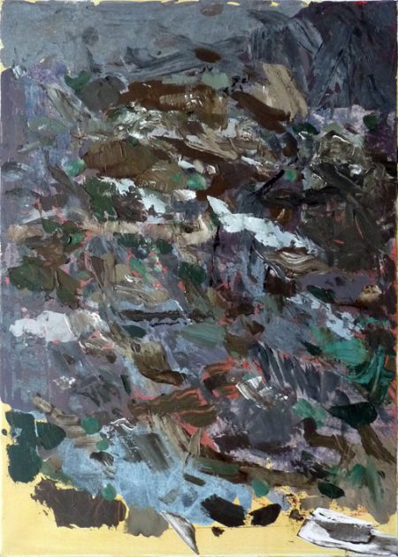 Tauwetter im Holzschlag, Emulsionsfarbe auf Leinwand, 70 x 50 cm, 2018
