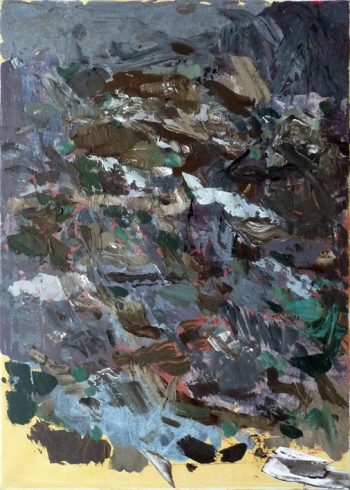 Tauwetter im Holzschlag, 2018, 70 x 50 cm, Emulsionsfarbe auf Leinwand