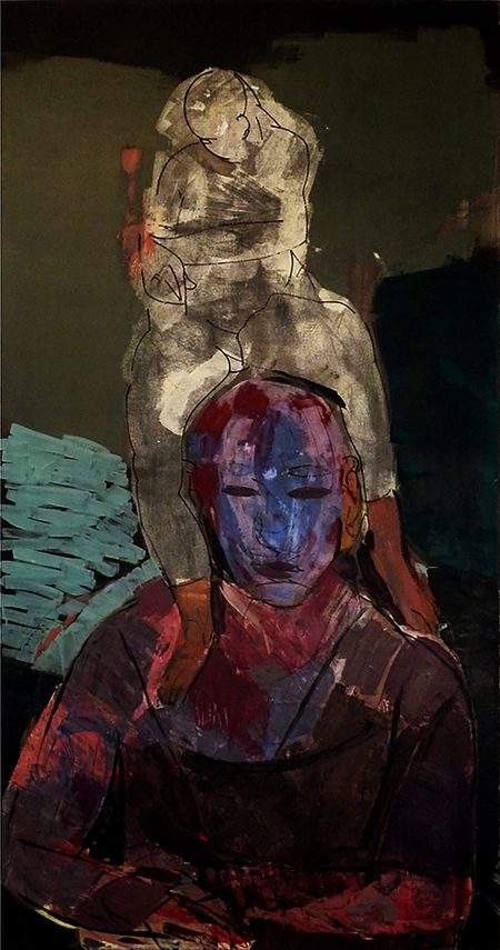 Tiepolo erkennt Gott in Form einer schwarzen Wolke, 150x80 cm, Emulsionsfarbe auf Leinwand, 2017