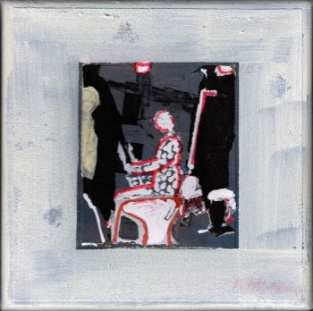 Ulrike im Bad mit Zeitung, 20x20 cm, 2019