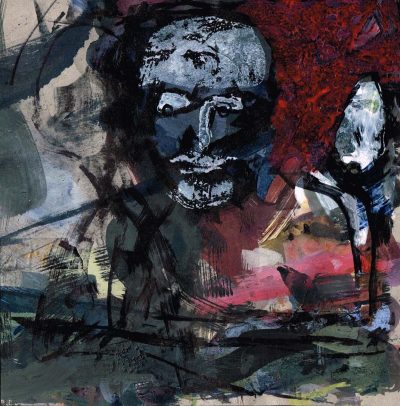 Selbstbild, ohne Haare, Tusche, Acryl auf Papier, 23x23,3 cm, 2014