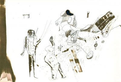 Zeichnung auf Fax-Papier, 21x35 cm, 2002