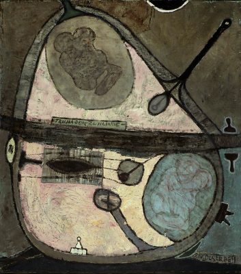 Zwillingsfalle, Emulsionsfarbe auf Leinwand, 130x110 cm, 2010