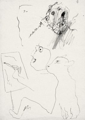 Braver Hund, 1983, 29,5x21 cm Feder