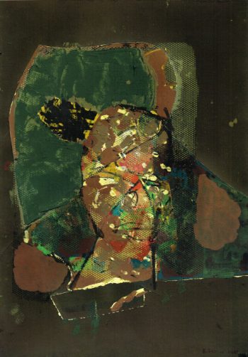 Kopf, 42x29,5 cm, 2021, farbige Zeichnung, Collage