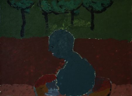 mann im loch, 50x70 cm, emulsionsfarbe auf Leinwand,2022